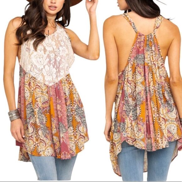 Free People Count Me In Trapeze Top in the Size Small in Floral Combo - Picture 1 of 13